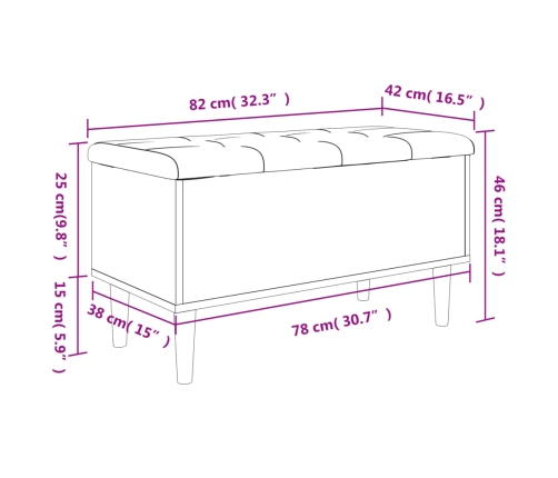 Banco con almacenaje madera de ingeniería blanco 82x42x46 cm