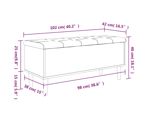 Banco con almacenaje madera de ingeniería blanco 102x42x46 cm