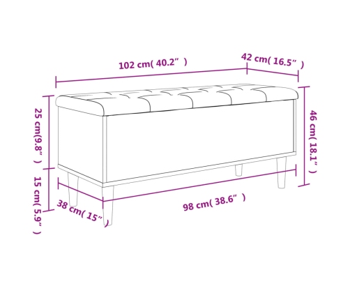 Banco con almacenaje madera ingeniería roble Sonoma 102x42x46cm