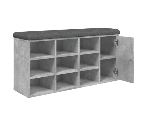 Banco zapatero madera de ingeniería gris hormigón 102x32x50 cm