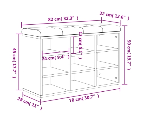 Banco zapatero madera de ingeniería blanco 82x32x50 cm