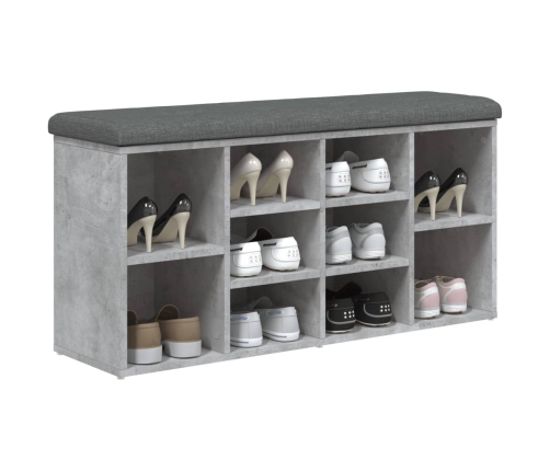 Banco zapatero madera de ingeniería gris hormigón 102x32x50 cm