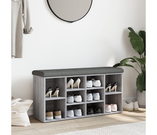 Banco zapatero madera de ingeniería gris Sonoma 102x32x50 cm