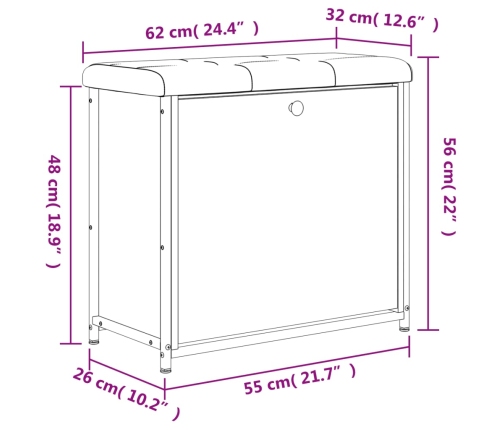 Banco zapatero con cajón abatible roble Sonoma 62x32x56 cm