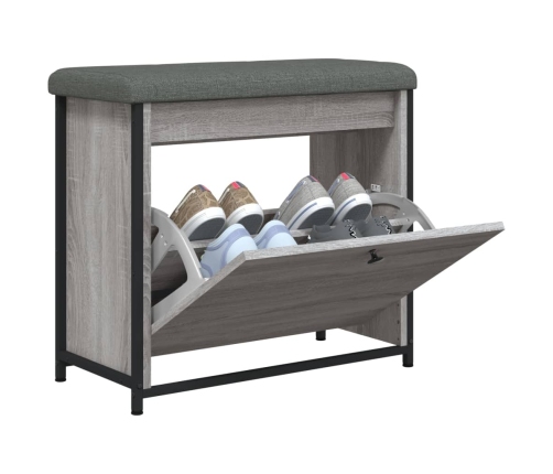 Banco zapatero con cajón abatible gris Sonoma 62x32x56 cm