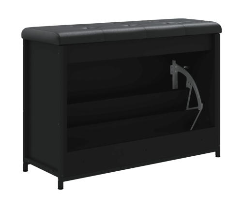 Banco zapatero con cajón abatible negro 82x32x56 cm