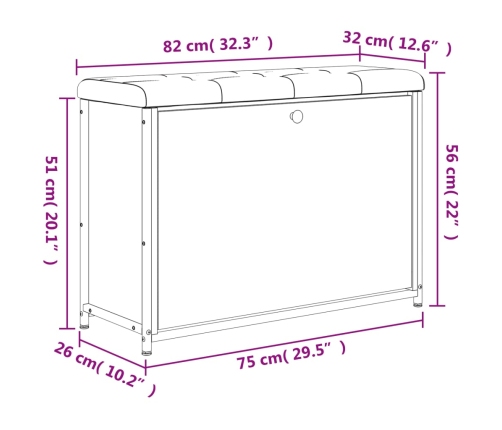 Banco zapatero con cajón abatible negro 82x32x56 cm