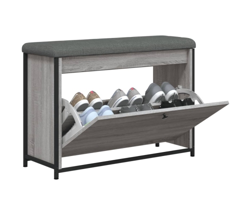 Banco zapatero con cajón abatible gris Sonoma 82x32x56 cm