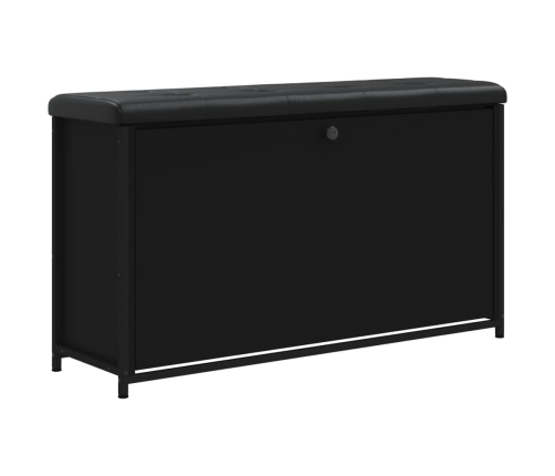 Banco zapatero con cajón abatible negro 102x32x56 cm