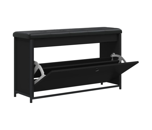 Banco zapatero con cajón abatible negro 102x32x56 cm