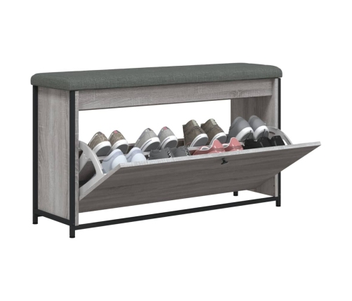 Banco zapatero con cajón abatible gris Sonoma 102x32x56 cm