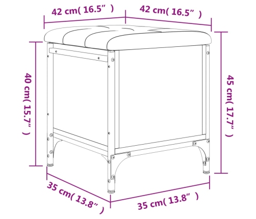 Banco con almacenaje madera ingeniería roble Sonoma 42x42x45 cm