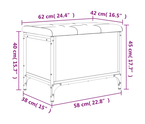 Banco con almacenaje madera ingeniería roble Sonoma 62x42x45 cm