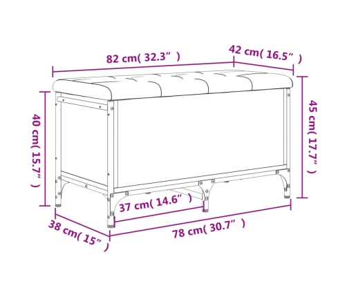 Banco con almacenaje madera de ingeniería negro 82x42x45 cm