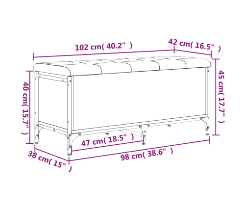 Banco con almacenaje madera ingeniería gris Sonoma 102x42x45 cm