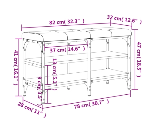 Banco zapatero madera de ingeniería negro 82x32x47 cm