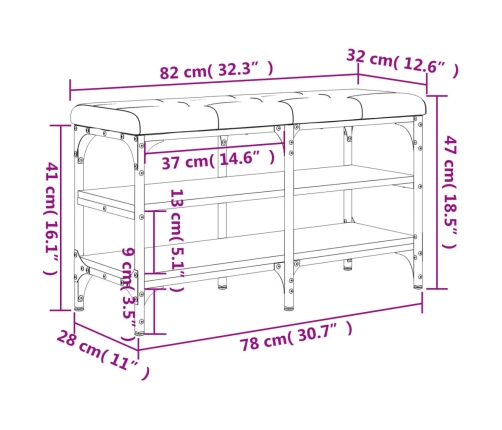 Banco zapatero madera de ingeniería roble Sonoma 82x32x47 cm