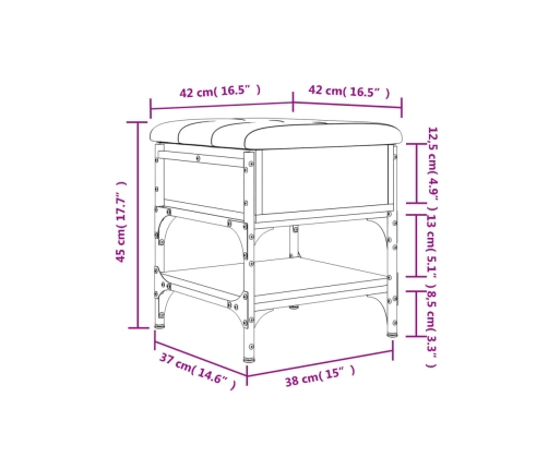 Banco zapatero madera de ingeniería negro 42x42x45 cm