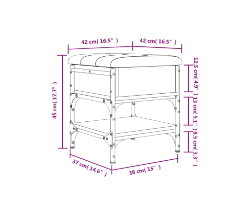 Banco zapatero madera de ingeniería roble Sonoma 42x42x45 cm