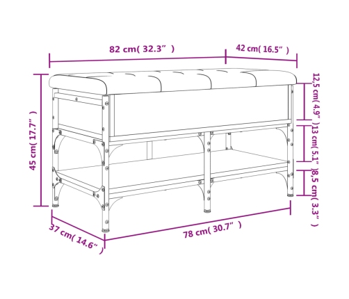 Banco zapatero madera de ingeniería negro 82x42x45 cm