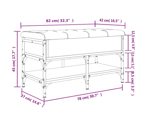 Banco zapatero madera de ingeniería roble ahumado 82x42x45 cm