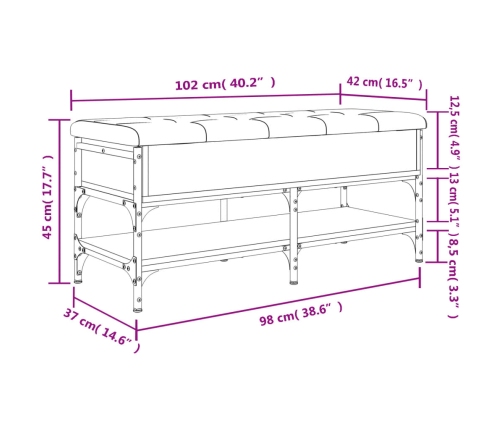 Banco zapatero madera de ingeniería roble Sonoma 102x42x45 cm