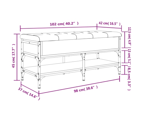 Banco zapatero madera de ingeniería marrón roble 102x42x45 cm