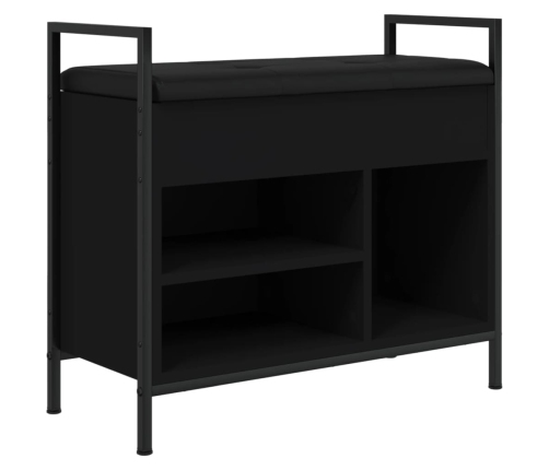 Banco zapatero madera de ingeniería negro 65,5x32x57,5 cm