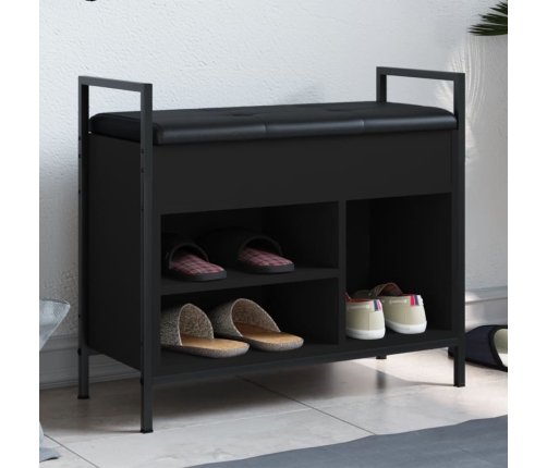 Banco zapatero madera de ingeniería negro 65,5x32x57,5 cm