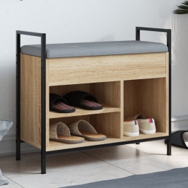 Banco zapatero madera de ingeniería roble Sonoma 65,5x32x57,5cm