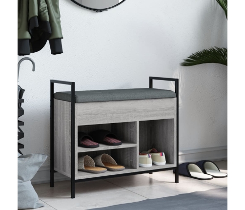 Banco zapatero madera de ingeniería gris Sonoma 65,5x32x57,5 cm