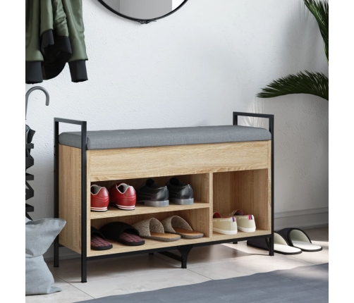 Banco zapatero madera de ingeniería roble Sonoma 85,5x32x57,5cm