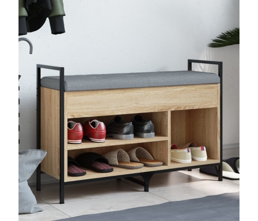 Banco zapatero madera de ingeniería roble Sonoma 85,5x32x57,5cm