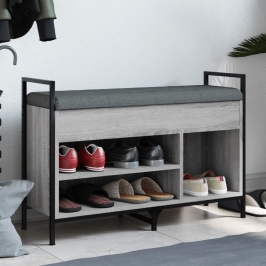 Banco zapatero madera de ingeniería gris Sonoma 85,5x32x57,5 cm