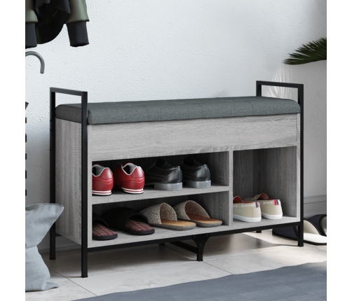 Banco zapatero madera de ingeniería gris Sonoma 85,5x32x57,5 cm