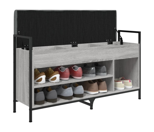 Banco zapatero madera de ingeniería gris Sonoma 105,5x32x57,5cm