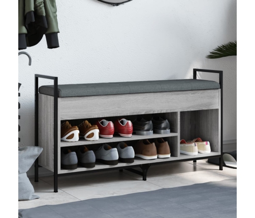 Banco zapatero madera de ingeniería gris Sonoma 105,5x32x57,5cm