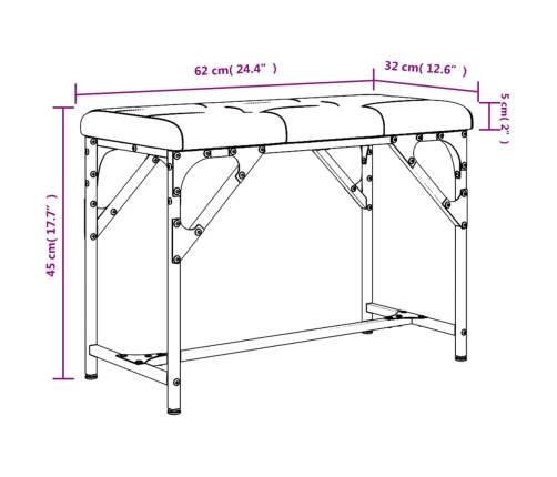 Banco de comedor acero y tela gris claro 62x32x45 cm