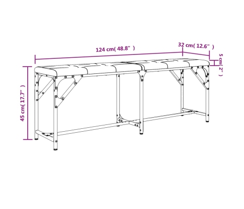 Banco de comedor acero y tela gris claro 124x32x45 cm