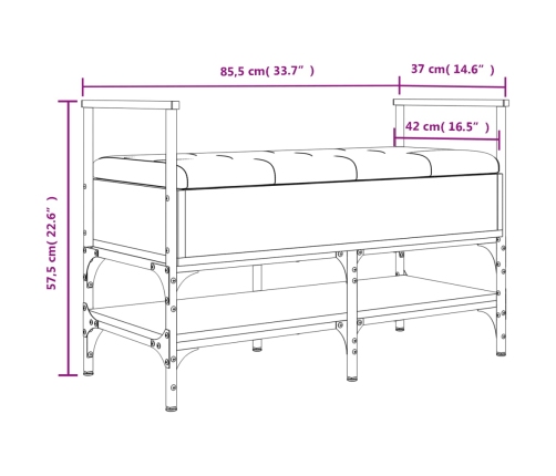 Banco zapatero madera de ingeniería negro 85,5x42x57,5 cm