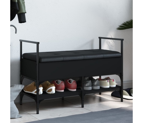 Banco zapatero madera de ingeniería negro 85,5x42x57,5 cm