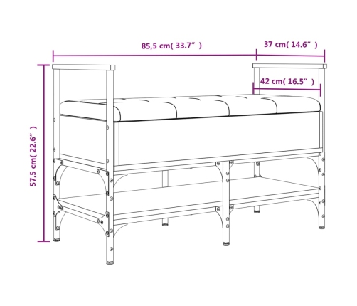 Banco zapatero madera ingeniería roble ahumado 85,5x42x57,5 cm