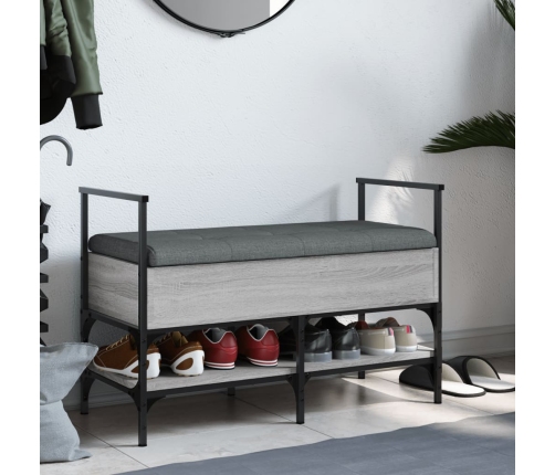 Banco zapatero madera de ingeniería gris Sonoma 85,5x42x57,5 cm