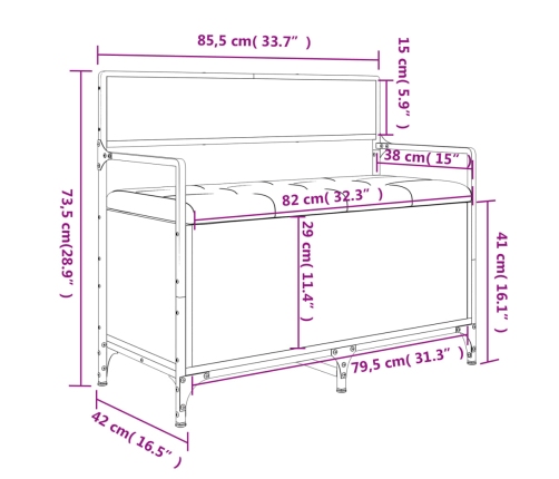 Banco con almacenaje madera de ingeniería negro 85,5x42x73,5 cm