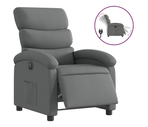 Sillón reclinable eléctrico de tela gris oscuro