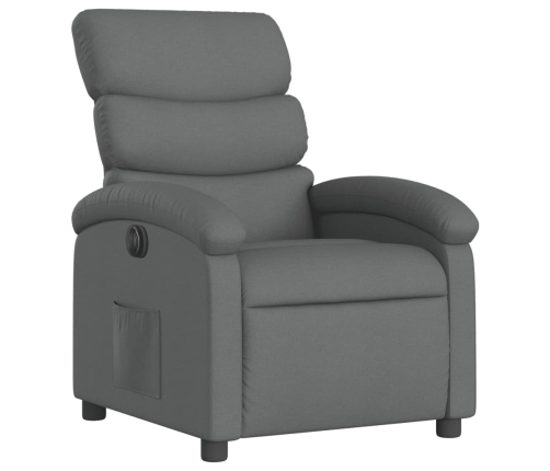 Sillón reclinable eléctrico de tela gris oscuro