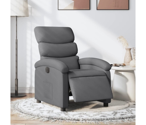 Sillón reclinable eléctrico de tela gris oscuro