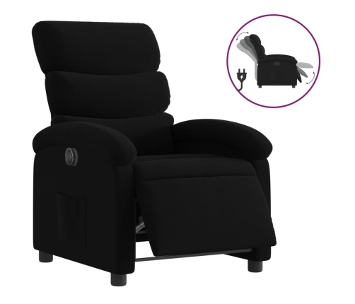 Sillón reclinable eléctrico de tela negro