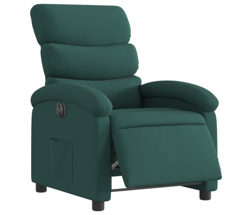 Sillón reclinable eléctrico tela verde oscuro