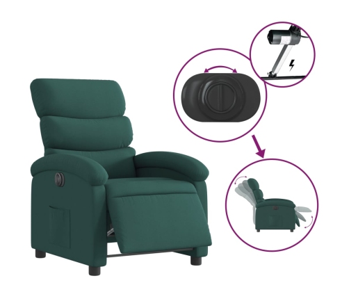 Sillón reclinable eléctrico tela verde oscuro